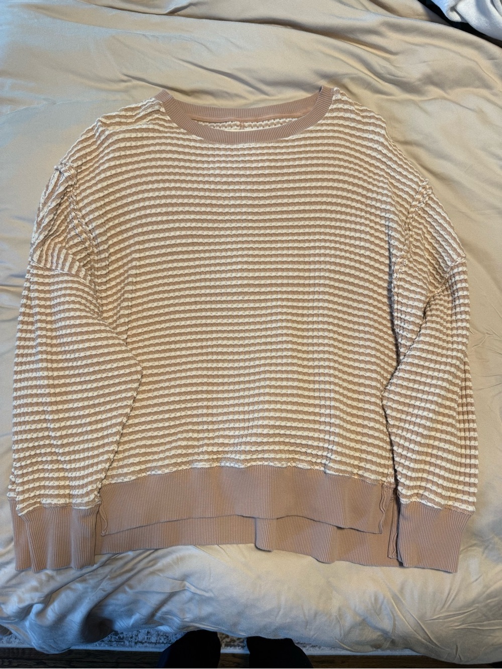 American Eagle Outfitters Beige & Cream Waffle Knit Top